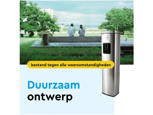 Afvalbak met asbak BRASQ 20 liter AT400 rvs