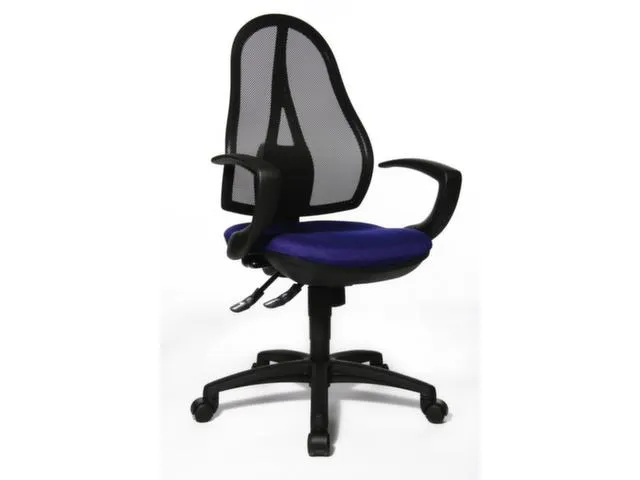 Siège De Bureau Pivotant Assise Bleue Dossier Mailles Noir