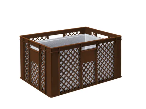 Euronorm-stapelbak,m. isoleerbox,HxLxB 320x600x400mm,63/35l,HDPE,bruin