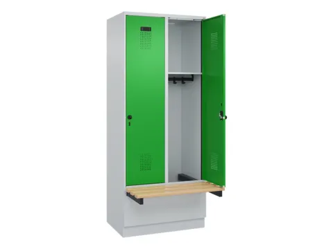 locker met bank,HxBxD 1950x800x815mm,2vak,vak B 400mm,draaigrendel
