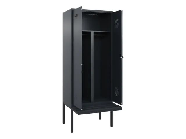 PBM-locker met bank,HxBxD 2120x800x815mm,2vak,vak B 400mm,draaigrendel