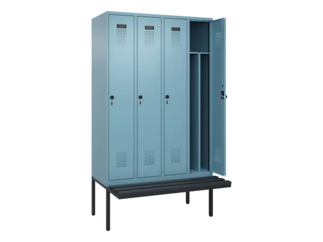 locker met bank,voor scheiding van kleding,HxBxD 2120x1200x815mm,4vak