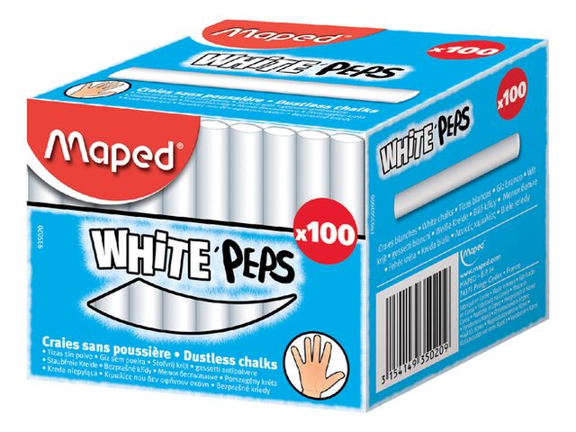 Schoolbordkrijt Maped White'Peps doos á 100 stuks wit | SchoolbordenShop.nl