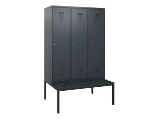 locker met bank,HxBxD 1950x1200x815mm,3vak,vak B 400mm,cilinderslot - 2