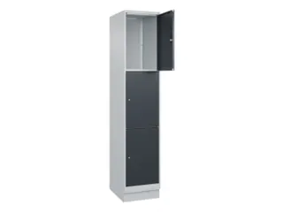 lockerkast,HxBxD 1950x400x500mm,1x3vakken,vak B 400mm,cil.-slot,sokkel - 1