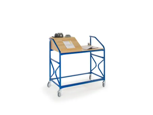 Verrijdbare lessenaar,HxBxD 1240x1230x690mm,m. klapdeksel,romp RAL5010
