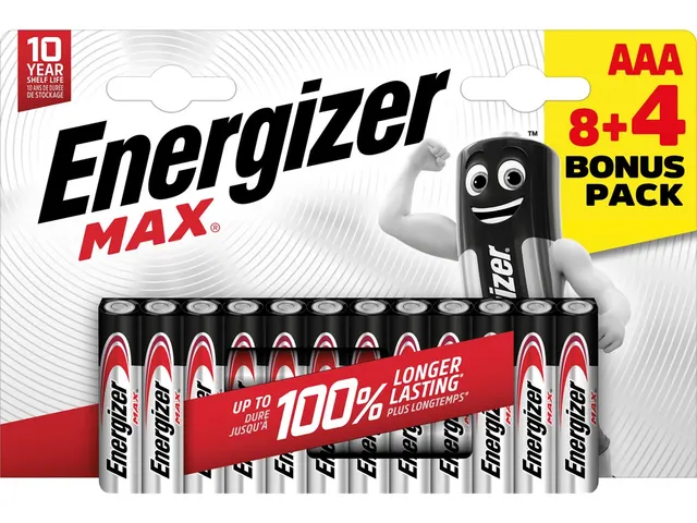 batterijen Max AAA/LR03/E92 blister van 8 + 4