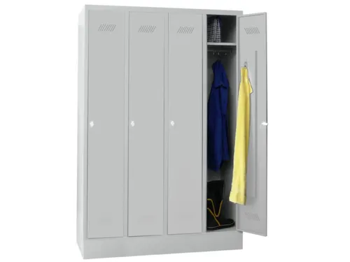 locker,RAL 7035,HxBxD 1850x1200x500mm,4vak,vak B 300mm,draaigrendel