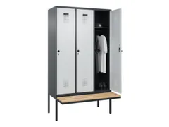 locker met bank,HxBxD 2120x1200x815mm,3vak,vak B 400mm,draaigrendel