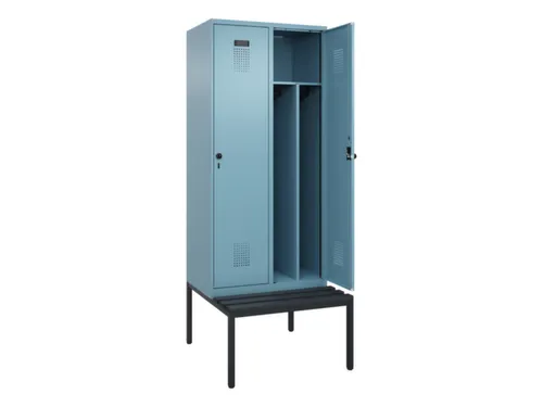 locker met bank,voor scheiding van kleding,HxBxD 2120x800x815mm,2vak