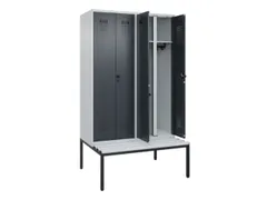 locker met bank,voor scheiding van kleding,HxBxD 2120x1200x815mm,4vak