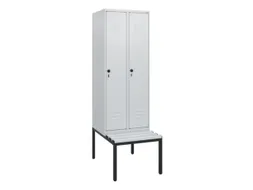 locker met bank,HxBxD 1950x600x815mm,2vak,vak B 300mm,draaigrendel