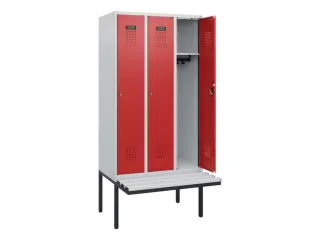 locker met bank,HxBxD 1950x900x815mm,3vak,vak B 300mm,cilinderslot - 1