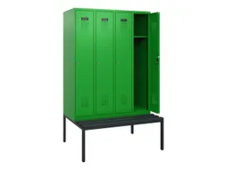locker met bank,HxBxD 1950x1200x815mm,4vak,vak B 300mm,cilinderslot