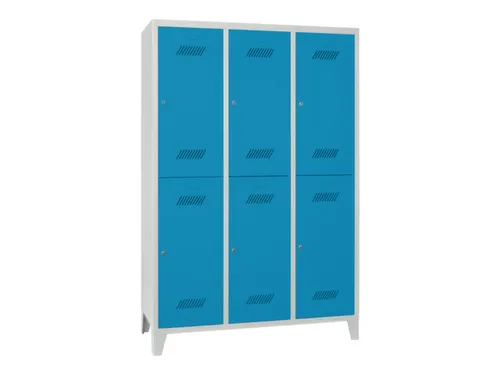 dubbeldekse locker,HxBxD 1850x1200x500mm,3x2vak.,RAL7035,front RAL5012