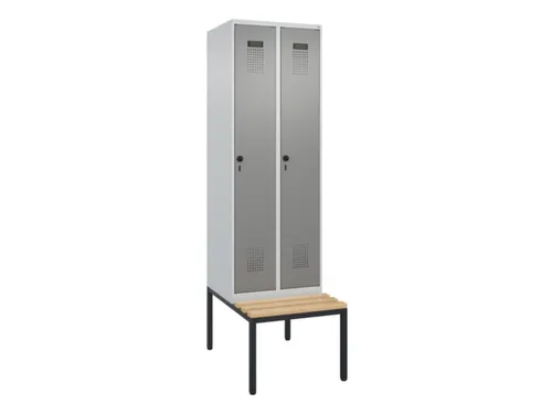locker met bank,HxBxD 2120x600x815mm,2vak,vak B 300mm,draaigrendel