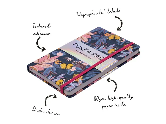 Carnet de notes Pukka Pad Bloom SC 13x21cm ligné bleu