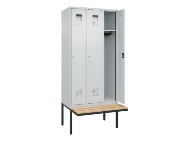 locker met bank,HxBxD 2120x900x815mm,3vak,vak B 300mm,cilinderslot