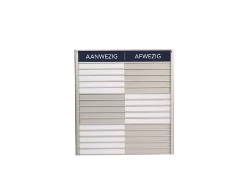 Menoor In-Uit bord 15 namen Aluminium Aanwezig/Afwezig Donkerblauw