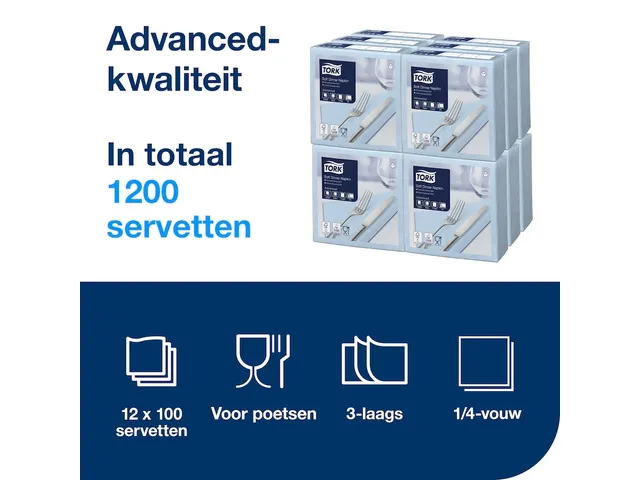 Tork 477913 Soft Dinnerservet Advanced Lichtblauw 39x39cm