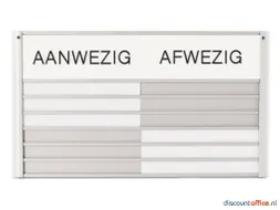 In-uit Bord 6 Namen Aluminium Aan/afwezigheidsbord Wit
