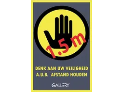 Sticker Waarschuwing Houd 1,5 Meter Afstand A5 Nederlands