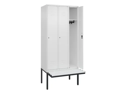 locker met bank,HxBxD 2120x900x815mm,3vak,vak B 300mm,cil.-slot
