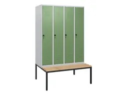 locker met bank,HxBxD 1950x1200x815mm,4vak,vak B 300mm,draaigrendel