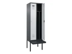 locker met bank,voor scheiding van kleding,HxBxD 2120x600x815mm,2vak