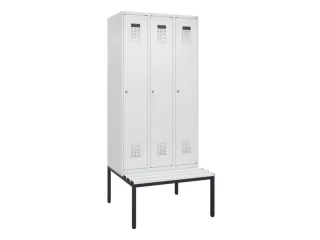locker met bank,HxBxD 2120x900x815mm,3vak,vak B 300mm,cilinderslot - 2