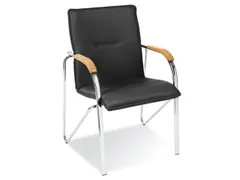 Beklede Stoel Leder en kunstleer Zwart 4Poten Beuken Armleuningen