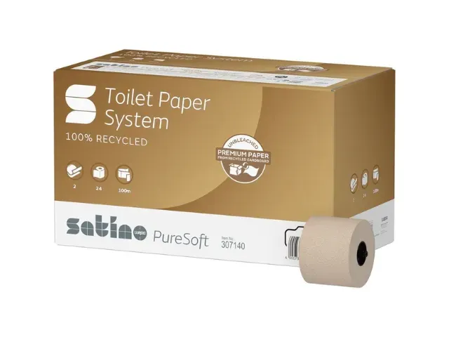 Satino 307140 Puresoft Toiletpapier met Dop 2-laags JT3 systeemrol