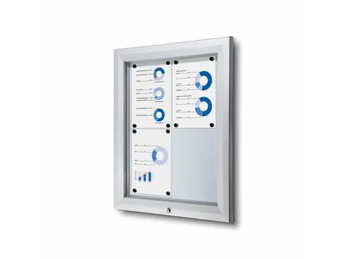 Vitrinekast mededelingenbord Outdoor 4xA4 Zilver
