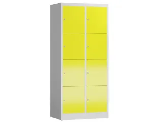 Lockerkast 1800x800x500mm 2x4 vakken cilinderslot, sokkel, RAL1018 - 1