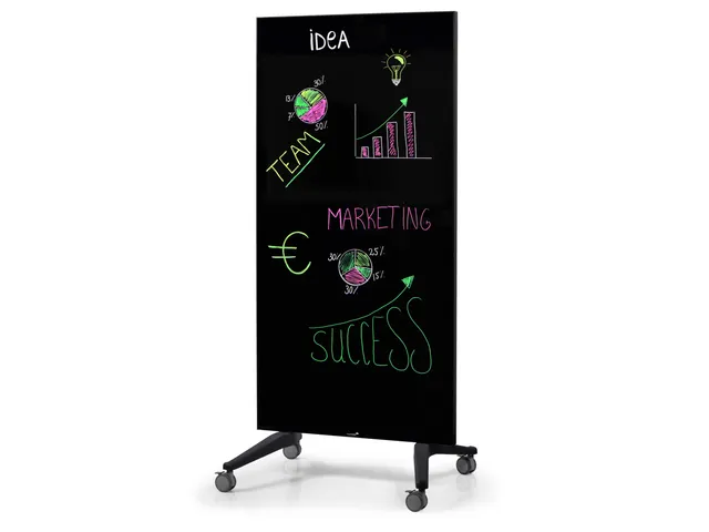 Mobiel Glasbord Zwart Magnetisch 90x175Cm