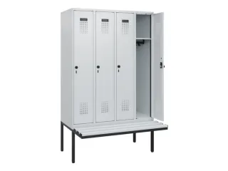 locker met bank,HxBxD 1950x1200x815mm,4vak,vak B 300mm,draaigrendel - 1