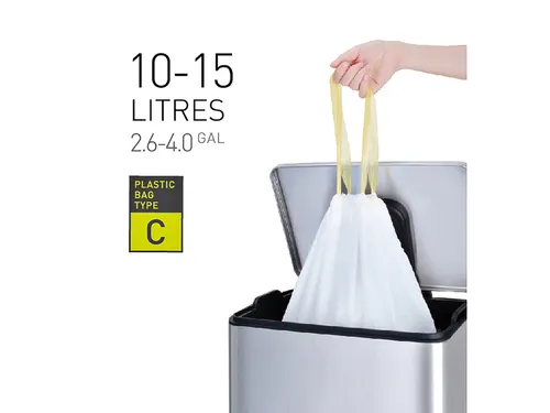 Afvalzak EKO MDPE type C met trekband 45x50cm 10-15L wit