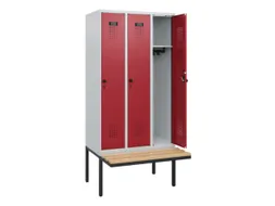 locker met bank,HxBxD 1950x900x815mm,3vak,vak B 300mm,draaigrendel