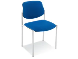 Bezoekersstoel,4Voeten Ronde Buis Aluminium-Zilver,Zitting Stof Blauw