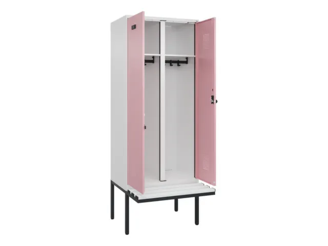 locker met bank,voor scheiding van kleding,HxBxD 2120x800x815mm,2vak
