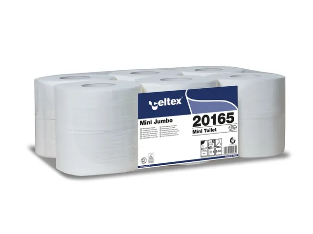 Toiletpapier Celtex Mini Jumbo 2-laags wit 160 meter krimp a 12 rol