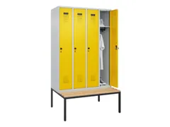 locker met bank,HxBxD 2120x1200x815mm,4vak,vak B 300mm,draaigrendel