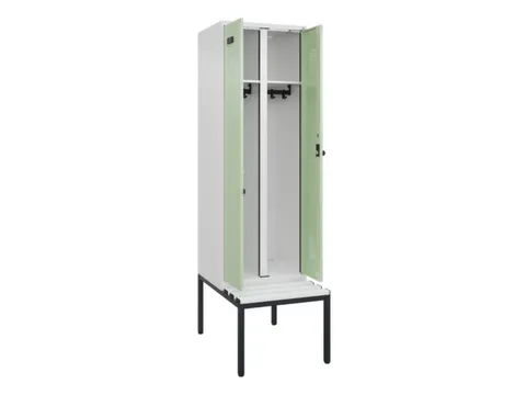 locker met bank,voor scheiding van kleding,HxBxD 2120x600x815mm,2vak