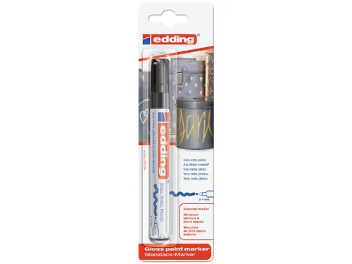 Paintmarker edding 750 op oliebasis 2-4mm zwart blister à 1 stuk
