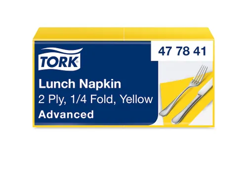 Tork 477841 Lunchservet Geel 33x33cm 2-laags 1/4 vouw 10x200st