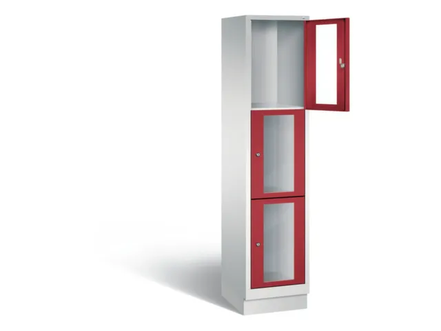 Lockerkast 1800x420x500mm 1x3 vakken Cilinderslot, Sokkel, RAL3003