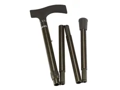 Wandelstok Able2 opvouwbaar carbon soft recht handvat zwart 85-95cm