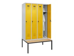 locker met bank,HxBxD 2120x1200x815mm,4vak,vak B 300mm,draaigrendel