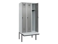 locker met bank,HxBxD 2120x900x815mm,3vak,vak B 300mm,draaigrendel