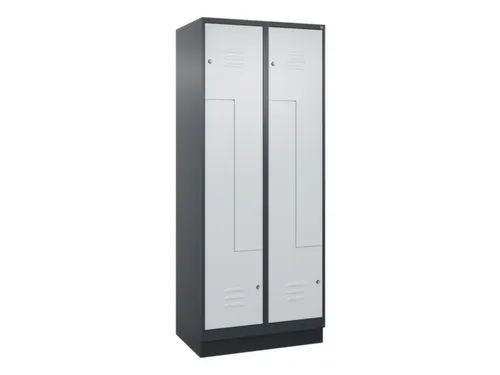Z-garderobekast,HxBxD 1950x800x500mm,vak B 200/400mm,cil.-slot,sokkel